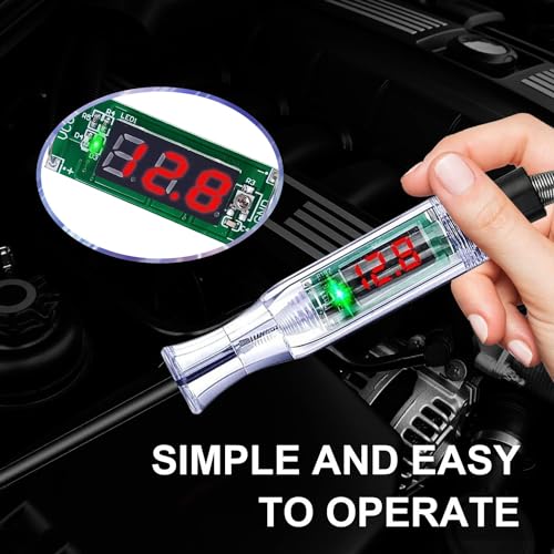 Test Light Automotive, Automotive Circuit Tester, DC 6V-24V Digital LED Test Light with Portable, Auto Bidirectional Voltage Tester Electric Test Pen with Voltmeter and Probe