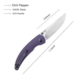 Kizer Chili Pepper EDC Knife, 3 Inches 154CM Blade Steel Folding Pocket Knife G10 Handle Thumb-stud Openers V3601C2