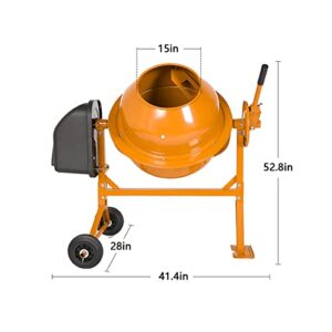 Fujampe Cement Mixer 4.2 Cu Ft Heavy Duty Portable Electric Cement Mixer Electric Concrete Concrete Mixer Machine 120L Wheelbarrow Mud Mixer for Stucco Mortar 1/2 Hp 36RPM (Alloy Steel)