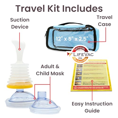 LifeVac Choking Rescue Device for Kids and Adults | Portable Airway Assist & First Aid Choking Device | Blue Travel Kit