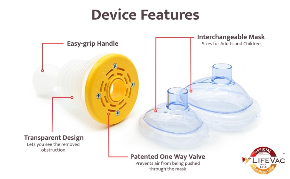 LifeVac Choking Rescue Device for Kids and Adults | Portable Airway Assist & First Aid Choking Device | Blue Travel Kit