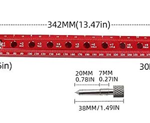 Woodworking Aluminum Alloy Circular Drawing Tool,Fixed-Point Marking Gauge Woodworking Compass Scribe,Metric/British,Adjustable Carpenter Arc Drawing Ruler