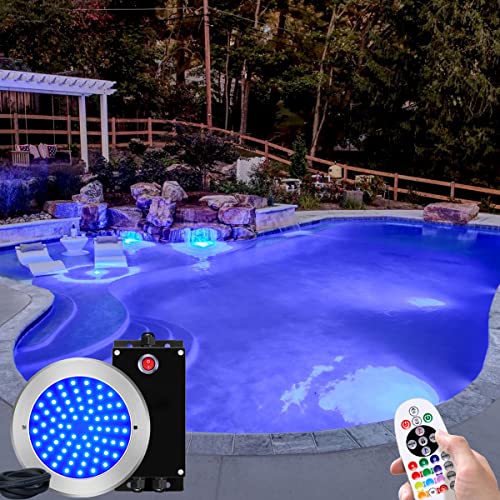 LED Pool Light with Control Kit,54 Watts LED Inground Pool Light Fixture Waterproof,Wireless Pool Light System,50Ft Cord Pool Light Fixture with Remote(Control included,Voltage Converter Included）