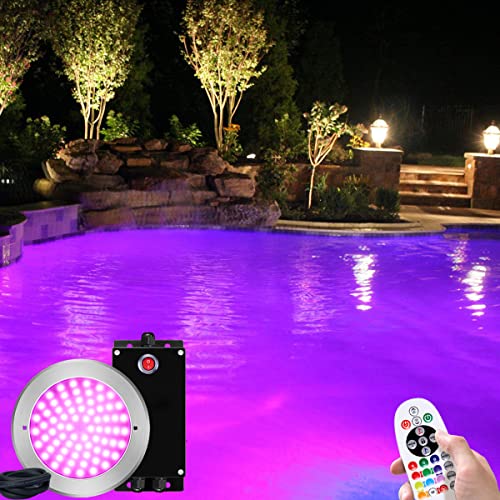 LED Pool Light with Control Kit,54 Watts LED Inground Pool Light Fixture Waterproof,Wireless Pool Light System,50Ft Cord Pool Light Fixture with Remote(Control included,Voltage Converter Included）