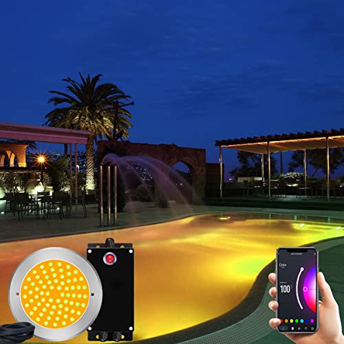 LED Pool Light with Control Kit,54 Watts LED Inground Pool Light Fixture Waterproof,Wireless Pool Light System,50Ft Cord Pool Light Fixture with Remote(Control included,Voltage Converter Included）