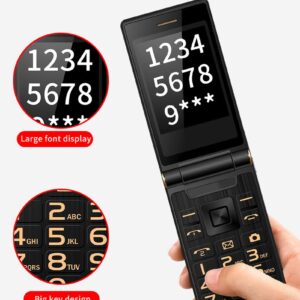 ASHATA 2G Flip Mobile Phone with 2.8in Screen, Easy to Use Big Button Unlocked Senior Flip Cell Phone, Dual SIM Seniors Phone with One Touch Dial, Super Loud Volume, Gifts for Parents(Gold)