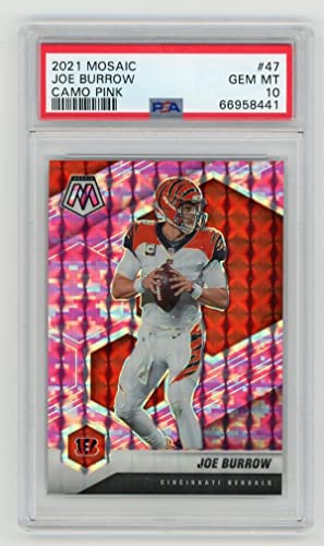 2021 PANINI MOSAIC PINK CAMO #47 JOE BURROW PSA 10 BENGALS