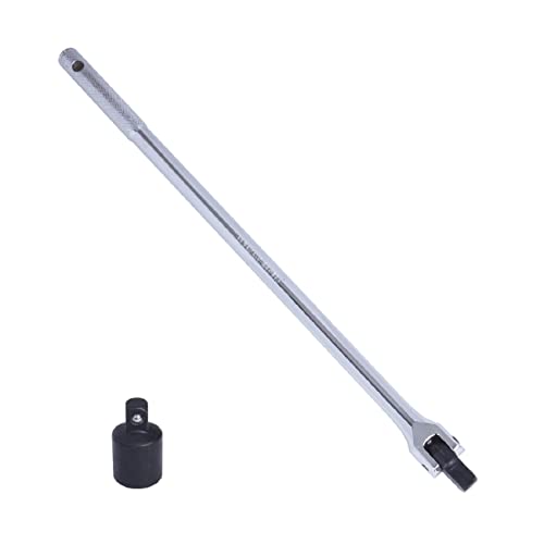 JANNO 18Inch 1/2 Breaker Bar With 1/2 to 3/8 Adapter, 180 Degree Rotatable Breaker Bar, Breaker Bar Set for Breaking Rusted, Stubborn, Stuck Nuts and Bolts