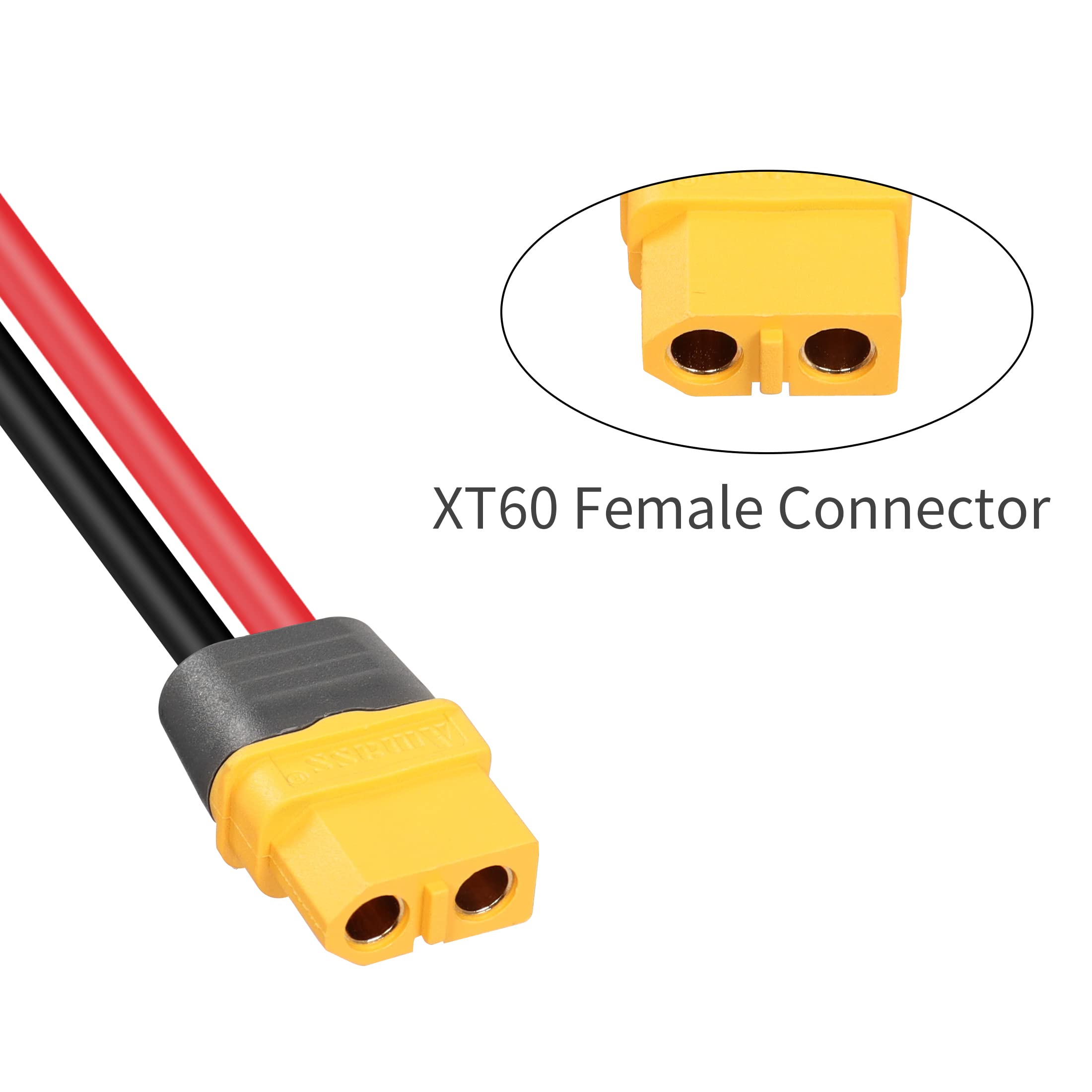 YACSEJAO 12AWG XT60 to Solar Panel Connector 1M XT60 Female to 45A Connector Extension Cable for Outdoor Power Bank RC Lipo Battery Lithium Battery