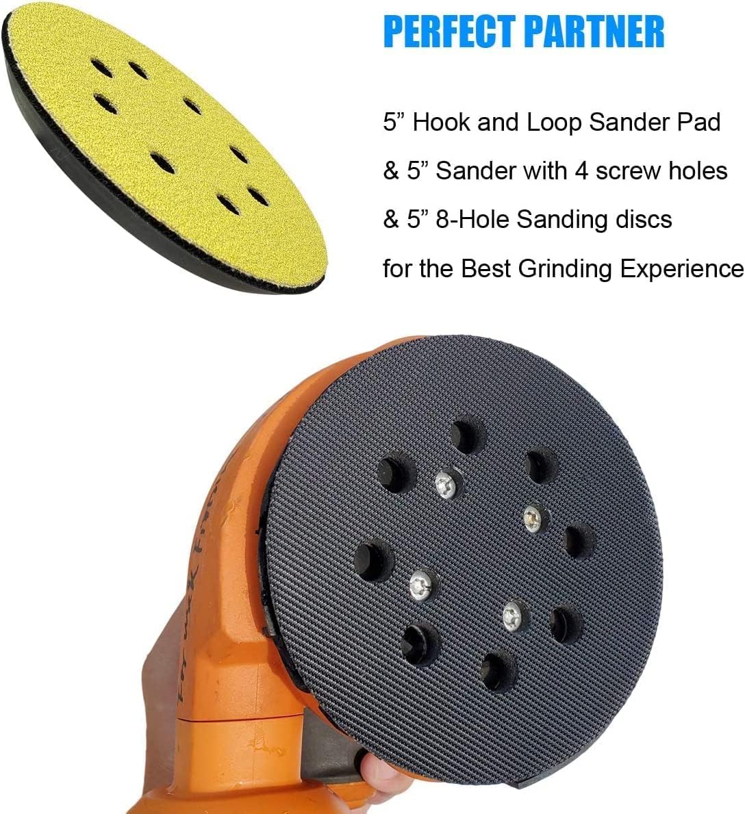 2 Pack 5 Inch 8 Hole Hook and Loop Sander Pad for Ridgid R2600, R2601 5" Random Orbit Sanders - Replacement Backing Sanding Pad for Pad Part Number 300527002