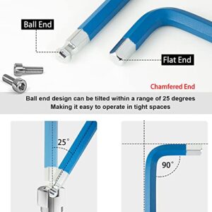 X5ive 18-Piece Hex Key allen wrenchs sets, Long Arm Ball End Allen Wrench Set, Durable Color Hex L-Wrench Tools, T-Handle 1.5mm-10mm, 1/16-3/8 for Household DIY