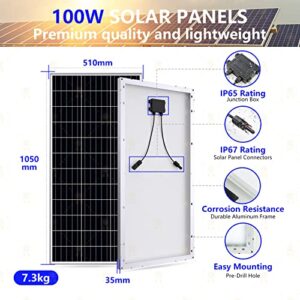 SUNTHYSIS 12 Volt Solar Panel, 100W Monocrystalline Solar Panel, 22% High Efficiency Monocrystalline PV Module Power Charger for RV Marine Rooftop Farm Battery