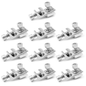 10 Pcs Solar Panel Photovoltaic Grounding Lug Cable Clamps, Solar Panel Fasteners Clips for Solar Mounting Cable Clamps with Nuts and Bolts for RV, Boat, Roof