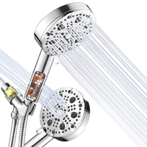 eaarsuo handheld shower head with filter, hard water filter shower head with 9 mode, high pressure filtering shower head, water softener shower head for hard water, shower envy shower heads (chrome)