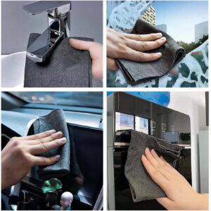 DASHENRAN Thickened Magic Cleaning Cloth, Microfiber Glass Cleaning Cloths, All-Purpose Microfiber Towels, Streak Free Reusable Microfiber Cleaning Rag for Windows,Glass,Car（Black 5Pcs）