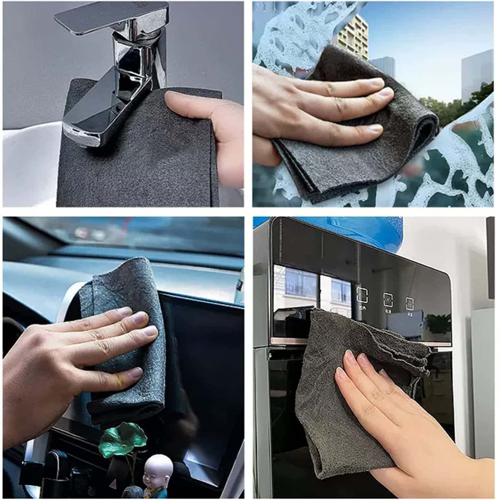 DASHENRAN Thickened Magic Cleaning Cloth, Microfiber Glass Cleaning Cloths, All-Purpose Microfiber Towels, Streak Free Reusable Microfiber Cleaning Rag for Windows,Glass,Car（Black 5Pcs）