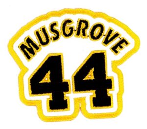 joe musgrove no.44 patch - jersey number baseball sew or iron-on embroidered patch 2 1/2 x 2 1/2"