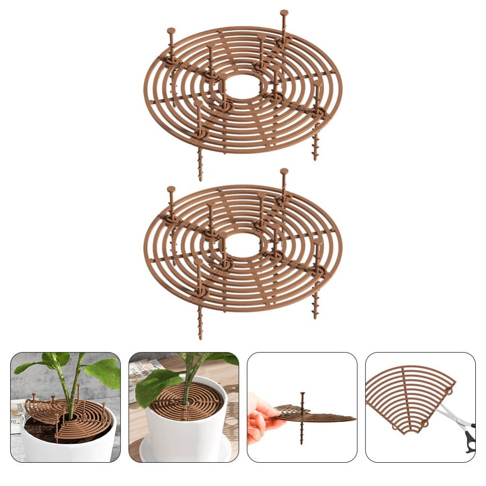 Yardwe Plant Cover 2pcs Plant Pot Grid Flower Pot Cover Plant Pot Soil Covers Protectors Drainage Screens with Stake for and Pets Flower Plant Bonsai Soil Loss Plant Pots