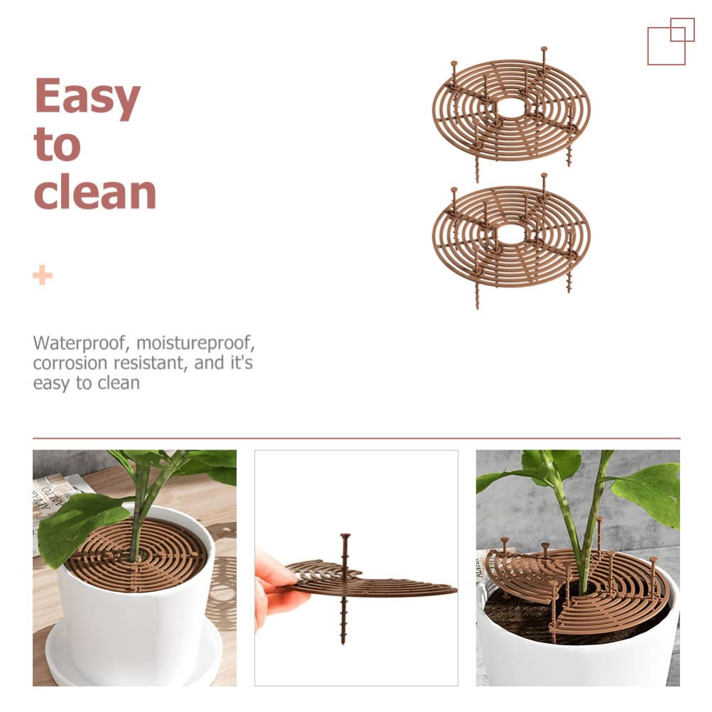 Yardwe Plant Cover 2pcs Plant Pot Grid Flower Pot Cover Plant Pot Soil Covers Protectors Drainage Screens with Stake for and Pets Flower Plant Bonsai Soil Loss Plant Pots