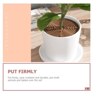 Yardwe Plant Cover 2pcs Plant Pot Grid Flower Pot Cover Plant Pot Soil Covers Protectors Drainage Screens with Stake for and Pets Flower Plant Bonsai Soil Loss Plant Pots