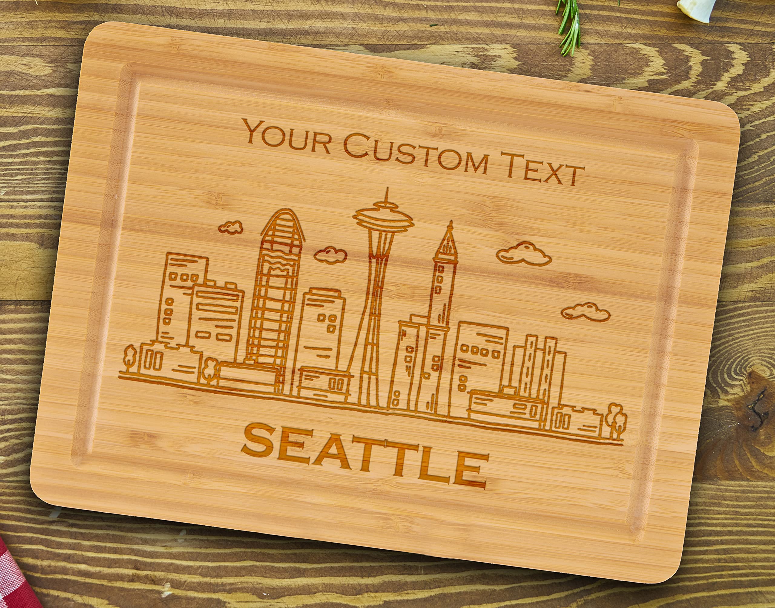 Chicago Skyline Cutting Board, Custom Housewarming Gift, Personalized Cutting Board, Wedding Gift for Couples, Wooden Bamboo Board with 6 Different Styles