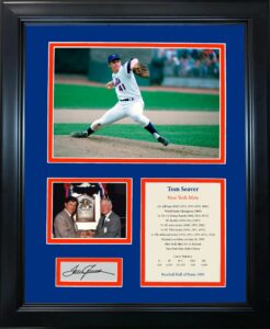 framed tom seaver hall of fame facsimile laser engraved signature auto new york mets baseball 12"x15" photo collage