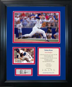 framed nolan ryan hall of fame facsimile laser engraved signature auto texas rangers baseball 12"x15" photo collage