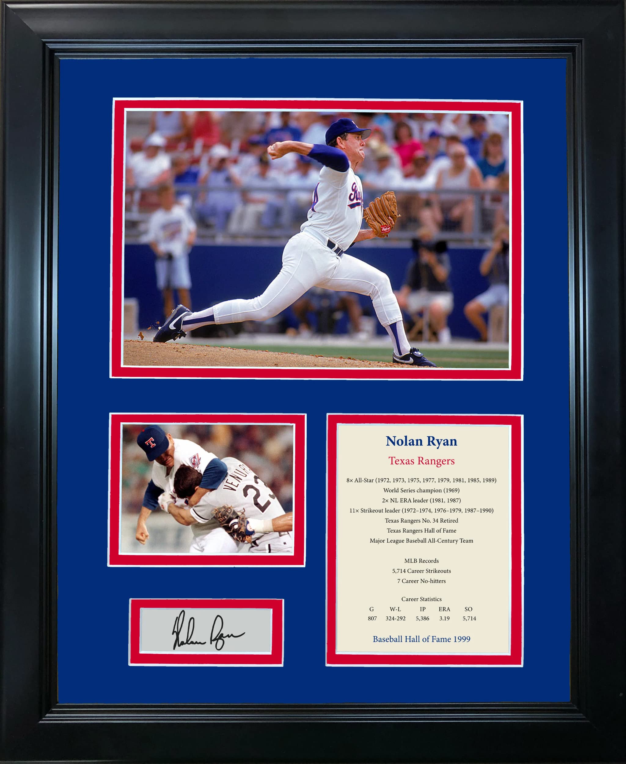 Framed Nolan Ryan Hall of Fame Facsimile Laser Engraved Signature Auto Texas Rangers Baseball 12"x15" Photo Collage