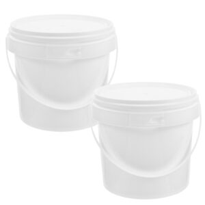 cabilock 2pcs l toy portable handle heavy food grade household kids tub ice treasure duty container buckets cream with pail kitchen lid bucket storage all white plastic barrel toys bucke
