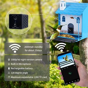 Smart Bird Feeder with Camera,Bird Feeder Camera Auto Capture Birds and Notify,1080P HD Bird Feeder Camera,Free 32G SD Card, Ideal Gift for Father's Day