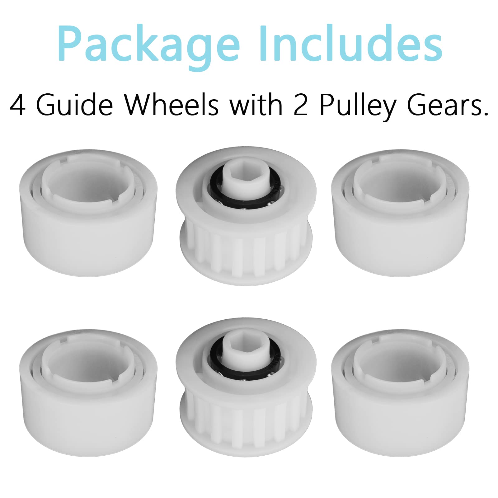 Aillsa 3884997-R6 Replacement Parts Pool Cleaner-Guide Wheels 4 Pack with 2 PackPully Gears Compatible with Maytronics Dolphin Nautilus, Nautilus CC Plus, M200, M400, M500, Premier Pool Cleaner