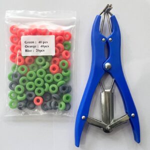 ranch choice castration bander castration tool (with 100pcs bands, blue orange and green color)