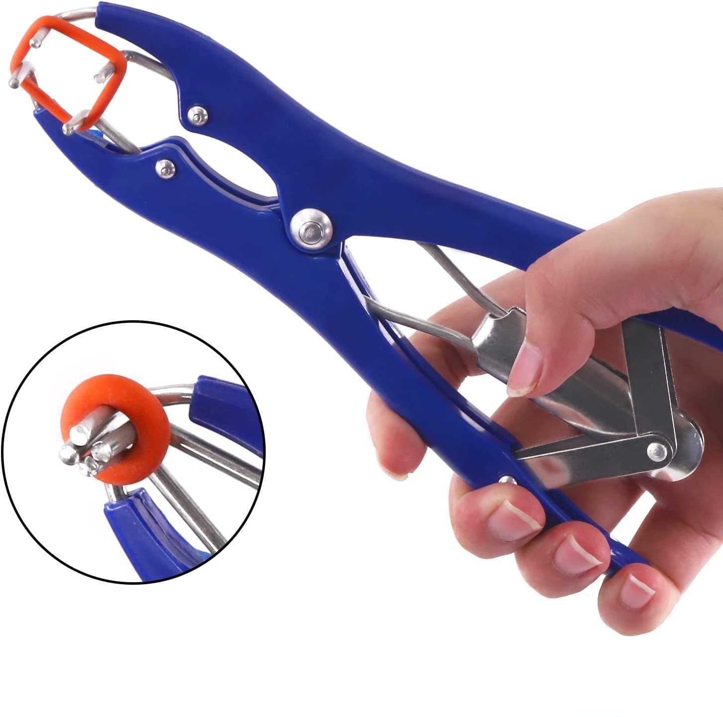 RANCH CHOICE Castration Bander Castration Tool (with 100pcs Bands, Blue Orange and Green Color)