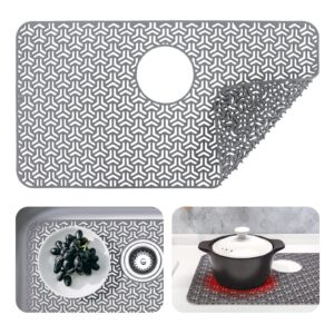 sink mats for bottom of kitchen sink with rear drain, 26''x14'' sink protectors for kitchen sink, non-slip silicone kitchen sink mats and protectors, heat resistant sink mats for stainless steel sink