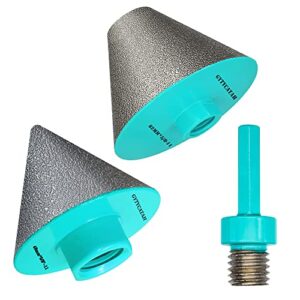 gytycatah diamond beveling chamfer bits, diamond countersink drill bit for existing holes enlarging shaping trimming in tile marble granite, 48mm & 82mm & 5/8"-11 thread x 3/8" hex shank adapter