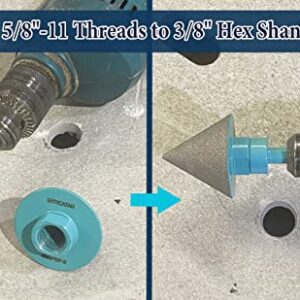 GYTYCATAH Diamond Beveling Chamfer Bits, Diamond Countersink Drill Bit for Existing Holes Enlarging Shaping Trimming in Tile Marble Granite, 48mm & 82mm & 5/8"-11 Thread x 3/8" Hex Shank Adapter