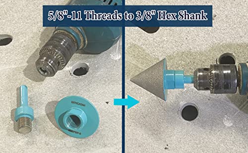 GYTYCATAH Diamond Beveling Chamfer Bits, Diamond Countersink Drill Bit for Existing Holes Enlarging Shaping Trimming in Tile Marble Granite, 48mm & 82mm & 5/8"-11 Thread x 3/8" Hex Shank Adapter