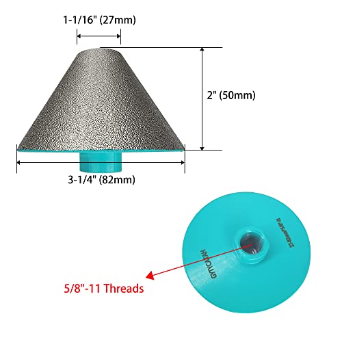 GYTYCATAH Diamond Beveling Chamfer Bits, Diamond Countersink Drill Bit for Existing Holes Enlarging Shaping Trimming in Tile Marble Granite, 48mm & 82mm & 5/8"-11 Thread x 3/8" Hex Shank Adapter