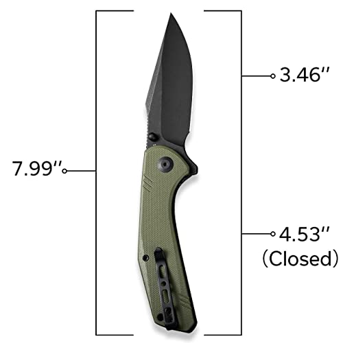 SENCUT Actium Folding Pocket Knife, 3.46'' D2 Satin Blade wood Handle, Liner Lock Flipper Knife with Ceramic Ball Bearing, Good For Outdoor Hiking Camping SA02E (OD Green)