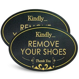 cargen kindly remove your shoes - please take your shoes off no shoes sign home office spa wall door welcome sign oval 6.3" x 3.8" black
