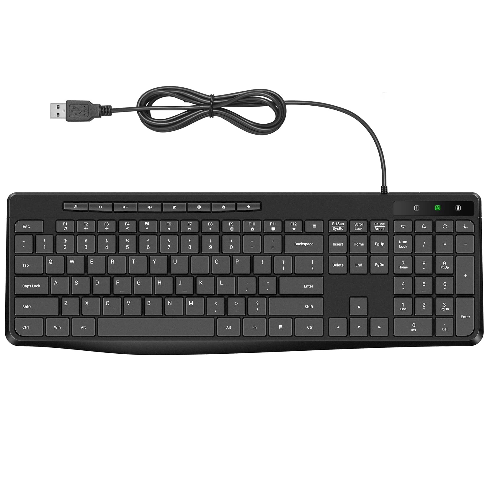 Wired Keyboard,Quiet Keyboard,Multimedia Usb Computer Keyboard,Silent Keyboard with Low Profile Chiclet Keys,Large Number Pad,Spill-Resistant,Anti-Wear Letters,Full Size Keyboard for Laptop,Desktop