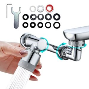 rotating faucet extender,360°+1080°swivel robotic arm extension faucet with 2 water outlet modes,suitable for bathroom sink spray accessories, used for facial,rye,hair and mouthwash portable cleaning