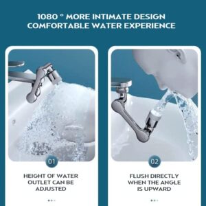 Rotating Faucet Extender,360°+1080°Swivel Robotic Arm Extension Faucet with 2 Water Outlet Modes,Suitable for Bathroom Sink Spray Accessories, Used for Facial,Rye,Hair and Mouthwash Portable Cleaning