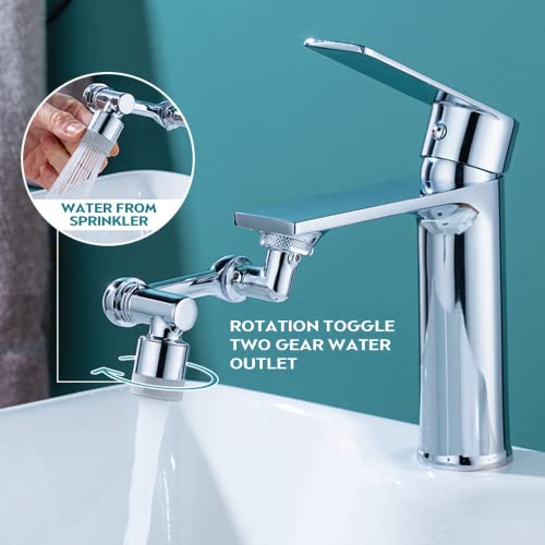 Rotating Faucet Extender,360°+1080°Swivel Robotic Arm Extension Faucet with 2 Water Outlet Modes,Suitable for Bathroom Sink Spray Accessories, Used for Facial,Rye,Hair and Mouthwash Portable Cleaning