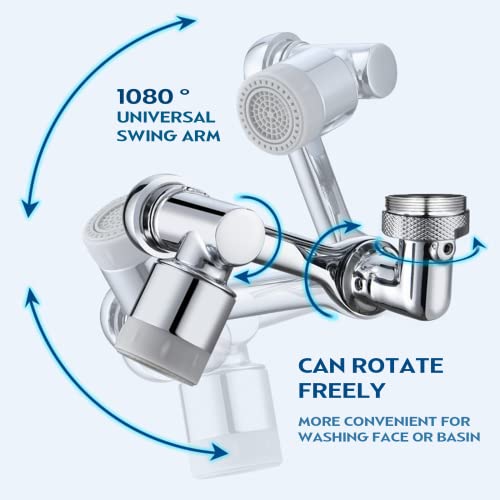 Rotating Faucet Extender,360°+1080°Swivel Robotic Arm Extension Faucet with 2 Water Outlet Modes,Suitable for Bathroom Sink Spray Accessories, Used for Facial,Rye,Hair and Mouthwash Portable Cleaning