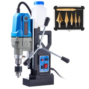 zelcan 1100w magnetic drill press with 1.6 inch boring diameter, power mag drill 2700lbf electromagnet portable drilling machine for metal surface and home improvement