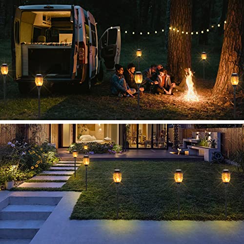 DIKAIDA 10Pack Solar Torch Light Flickering Flame,Solar Outdoor Light IP65 Waterproof, Christmas Decorations Upgraded Solar Powered Pathway Lights Landscape Lanterns Auto On/Off for Garden,Patio,Yard