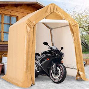 YITAHOME 6x6 ft Outdoor Storage Shed Portable Garage Shelter, Outdoor Shed with Roll-up Zipper Door, Storage Shelter for Motorcycle, Lawn Mower, Bike, Anti-Snow Portable Garage Kit Tent, Yellow