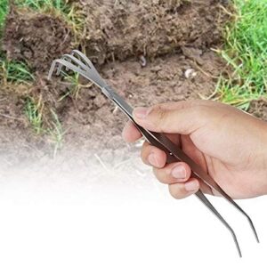 ZPSHYD 2-in-1 Bonsai Root Rake, Stainless Steel Root Rake Bonsai Tweezers Soil Farming Tool with Ergonomical Handle for Garden