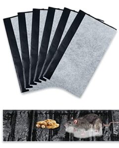 seekbit 6 pack rat sticky traps, black fabric material catching mouse glue trap for mice and rats, enhanced stickiness trapping pads work for snakes spiders roaches house - 47.2x11
